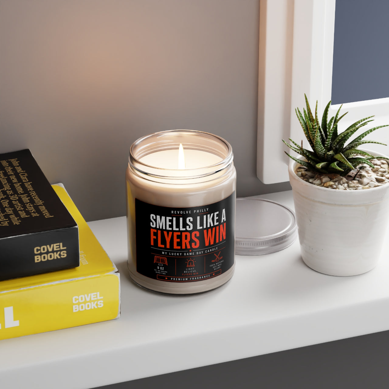 Smells Like a Flyers Win Candle | Philadelphia Hockey Fan Gift | 9oz Soy Candle with White Lid | Philly Sports Candle | Game Day Lucky Candle