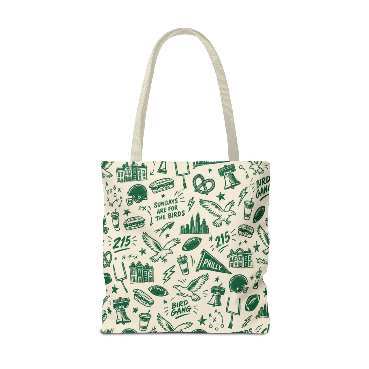 Philly Birds Tote Bag, Philadelphia Football Fan Gift, All Over Print Green Eagles Inspired Bag, Bird Gang Game Day Tote