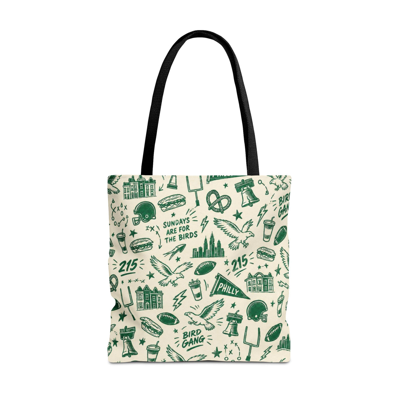 Philly Birds Tote Bag, Philadelphia Football Fan Gift, All Over Print Green Eagles Inspired Bag, Bird Gang Game Day Tote