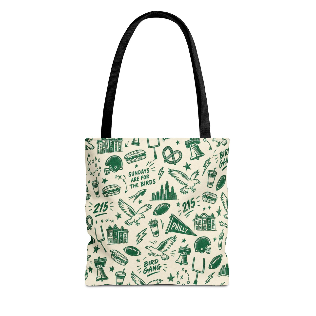 Philly Birds Tote Bag, Philadelphia Football Fan Gift, All Over Print Green Eagles Inspired Bag, Bird Gang Game Day Tote