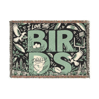 Philly Birds Woven Blanket, Philadelphia Football Doodle Throw, Green Game Day Blanket, Philly Fan Gift, Cozy Sports Home Decor