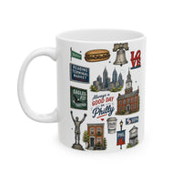 Philadelphia Icons Mug, Philly Coffee Mug, Philadelphia Gift, Philly Landmark Mug, 11oz 15oz Ceramic Mug, Philly Lover Gift, Philadelphia Souvenir