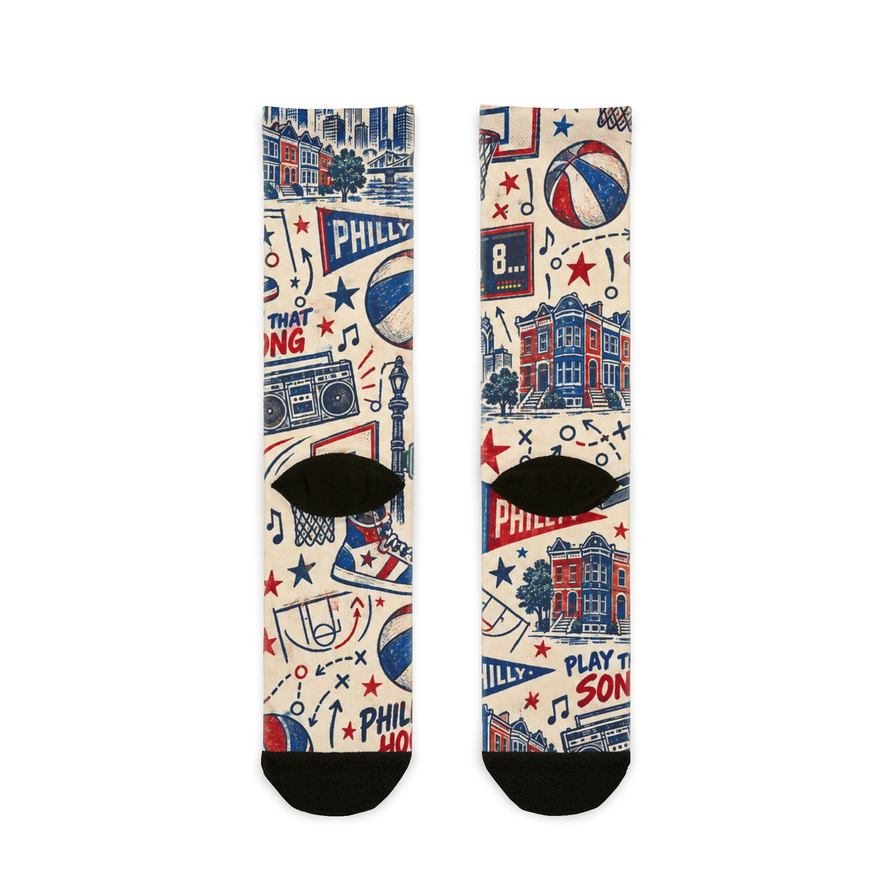 Philadelphia Basketball Socks, Philly Hoops Gift, Red White Blue Sports Socks, Ring the Bell Basketball Fan Gift