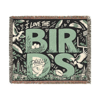 Philly Birds Woven Blanket, Philadelphia Football Doodle Throw, Green Game Day Blanket, Philly Fan Gift, Cozy Sports Home Decor