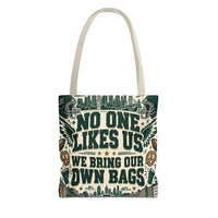 No One Likes Us We Bring Our Own Bags Tote, Philadelphia Football Fan Gift, Philly Game Day Bag, Green Sports Tote