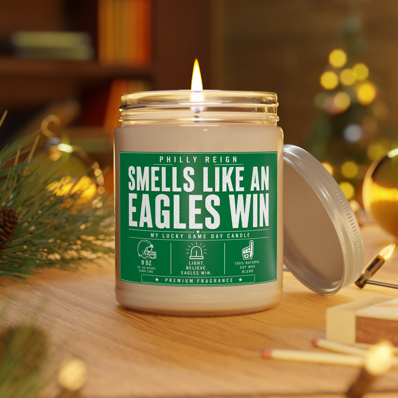 Smells Like an Eagles Win Candle Funny Philadelphia Football Fan Gift Philly Sports Soy Candle Game Day Decor Eagles Inspired Home Fragrance