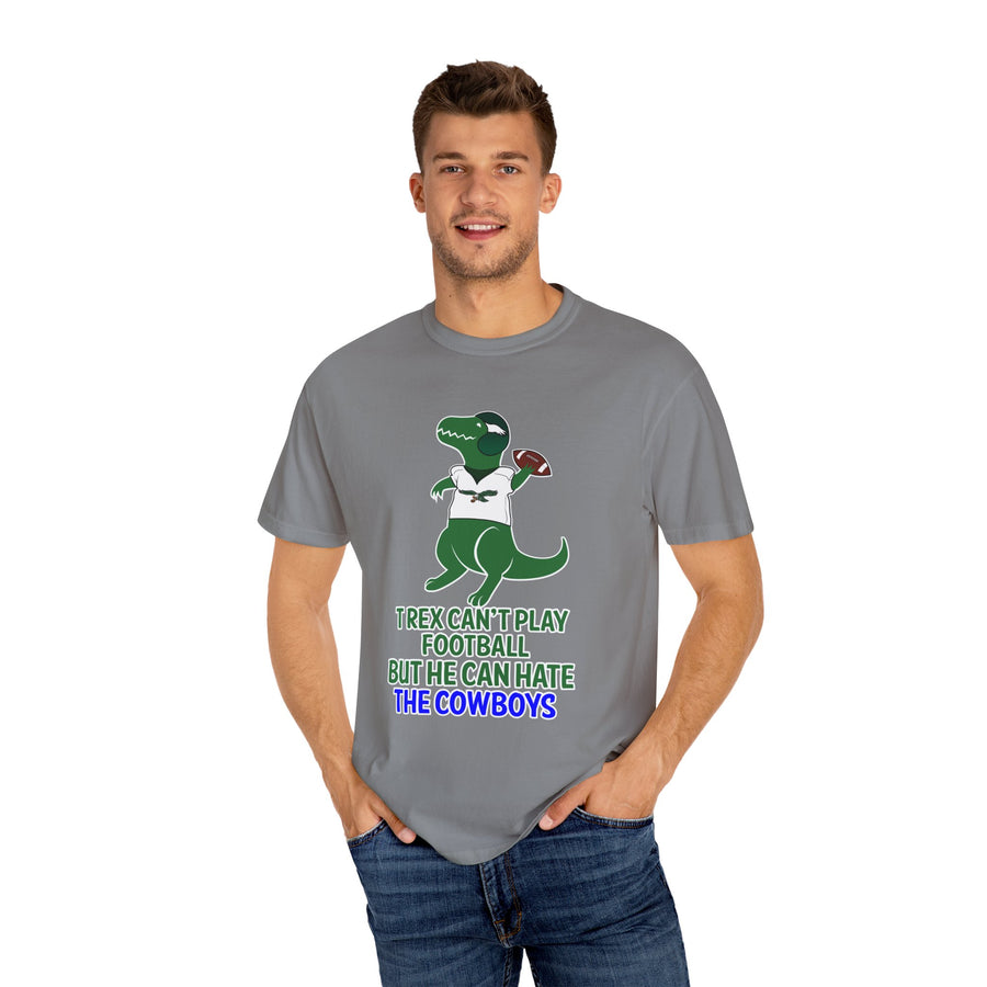 T-Rex Hates The Cowboys Unisex Garment-Dyed T-shirt