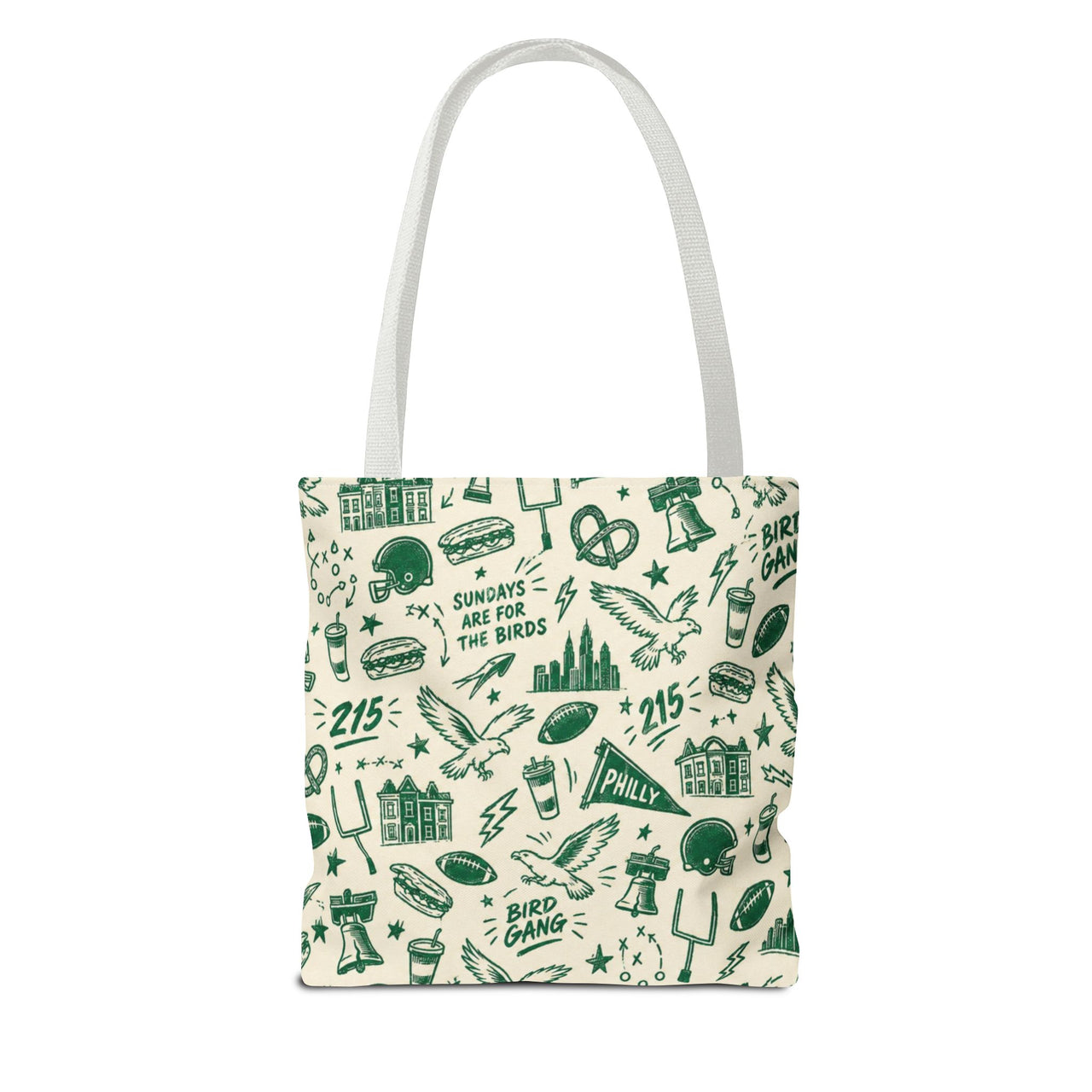 Philly Birds Tote Bag, Philadelphia Football Fan Gift, All Over Print Green Eagles Inspired Bag, Bird Gang Game Day Tote