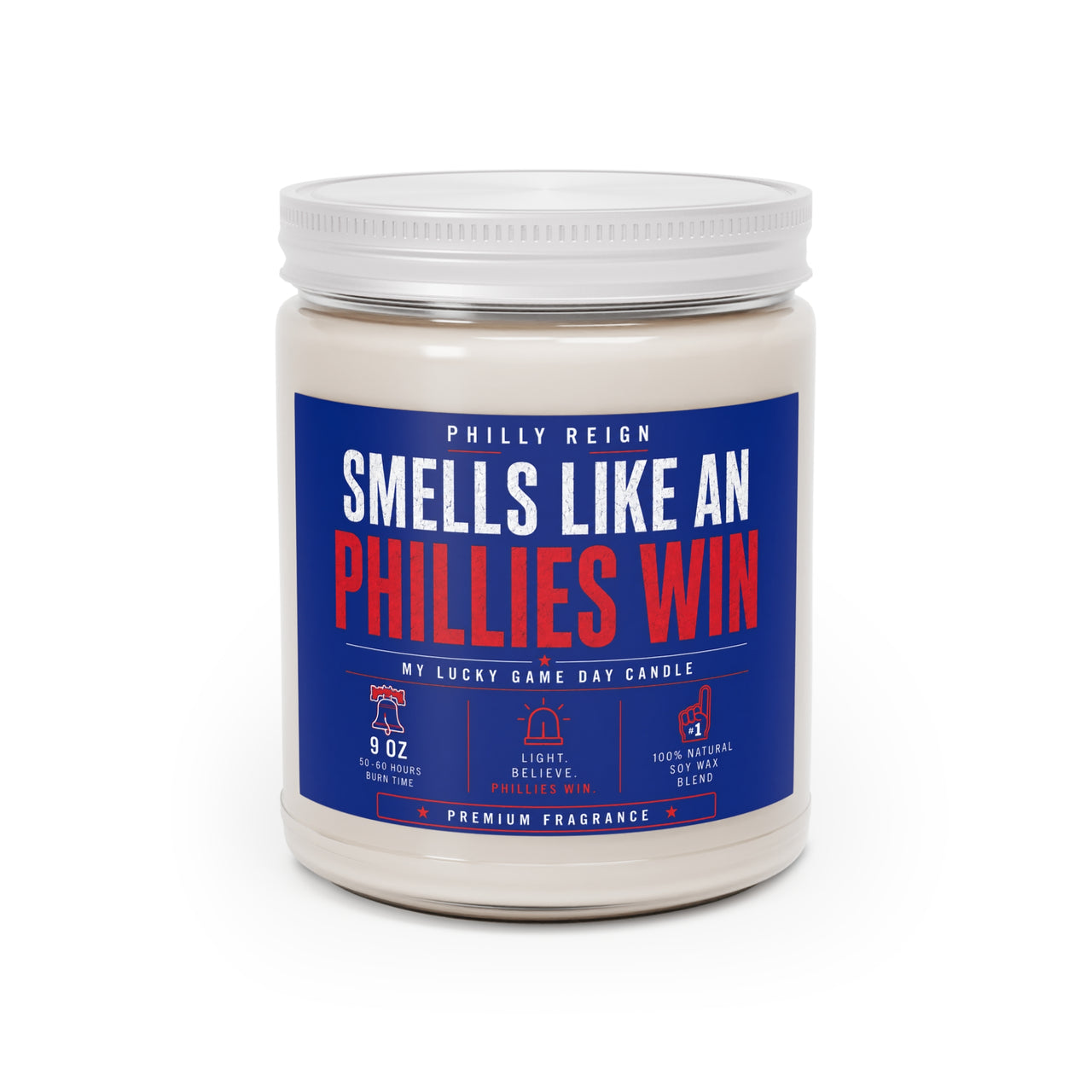 Smells Like a Phillies Win Candle – Funny Philadelphia Baseball Fan Gift, Philly Sports Soy Candle, Game Day Decor, Phillies-Inspired Home Fragrance