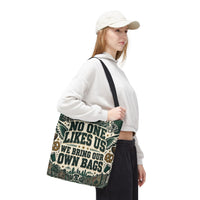 No One Likes Us We Bring Our Own Bags Tote, Philadelphia Football Fan Gift, Philly Game Day Bag, Green Sports Tote