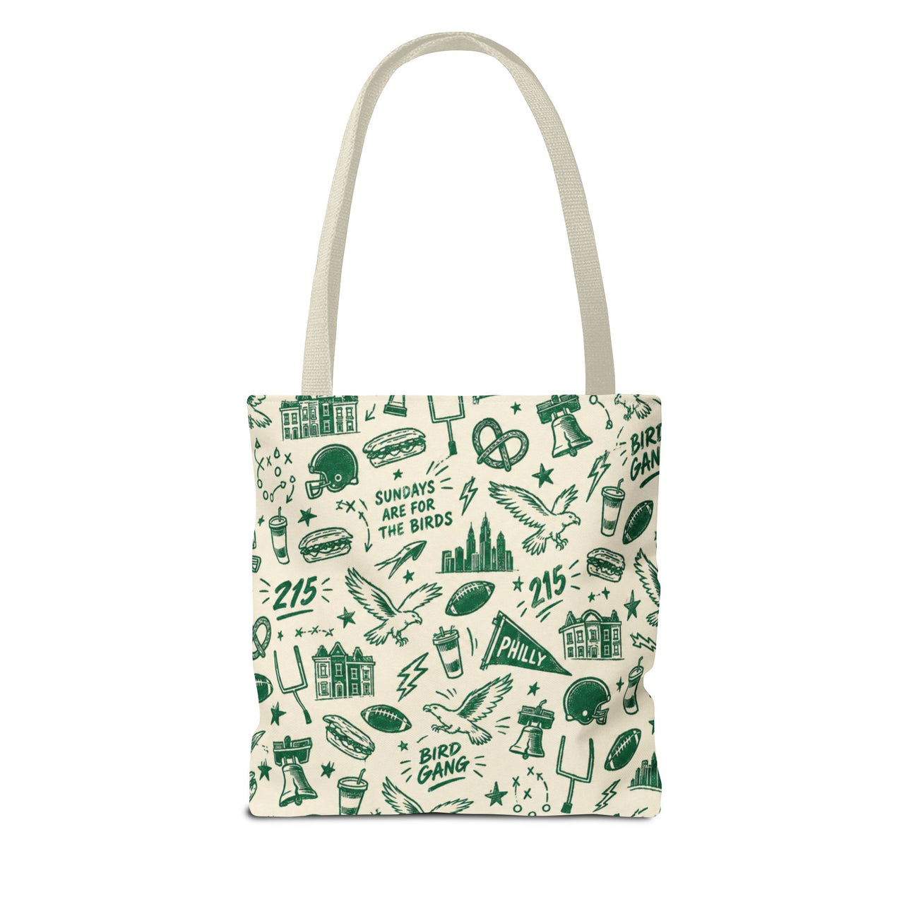 Philly Birds Tote Bag, Philadelphia Football Fan Gift, All Over Print Green Eagles Inspired Bag, Bird Gang Game Day Tote