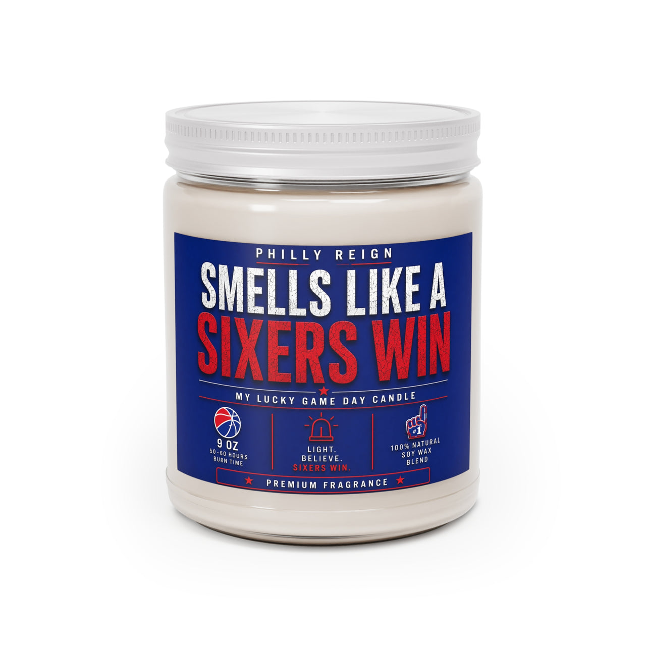 Smells Like a Sixers Win Candle – Funny Philadelphia Basketball Fan Gift, Philly Sports Soy Candle, Game Day Decor, Basketball-Inspired Home Fragrance