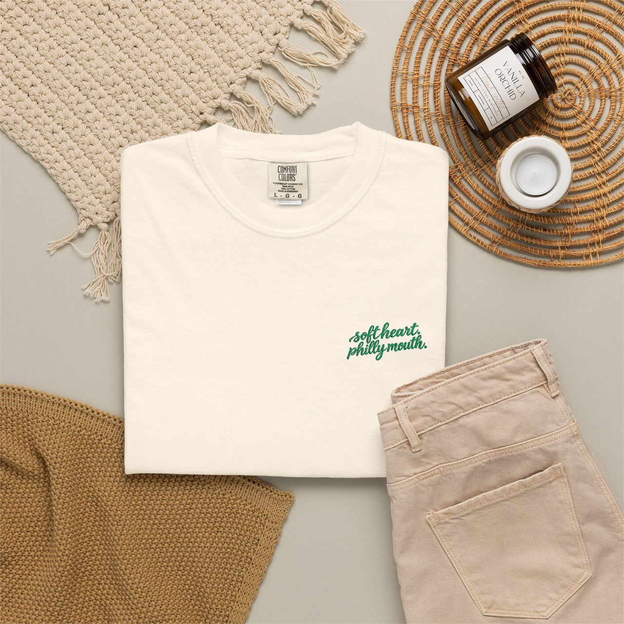 Soft Heart Philly Mouth Embroidered Shirt, Philadelphia Tee, Comfort Colors 1717, Philly Girl Gift, Left Chest Embroidery