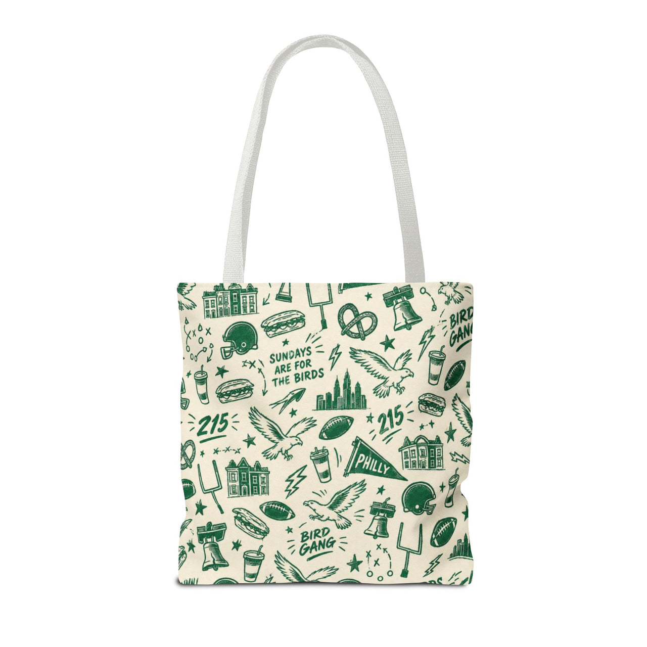 Philly Birds Tote Bag, Philadelphia Football Fan Gift, All Over Print Green Eagles Inspired Bag, Bird Gang Game Day Tote