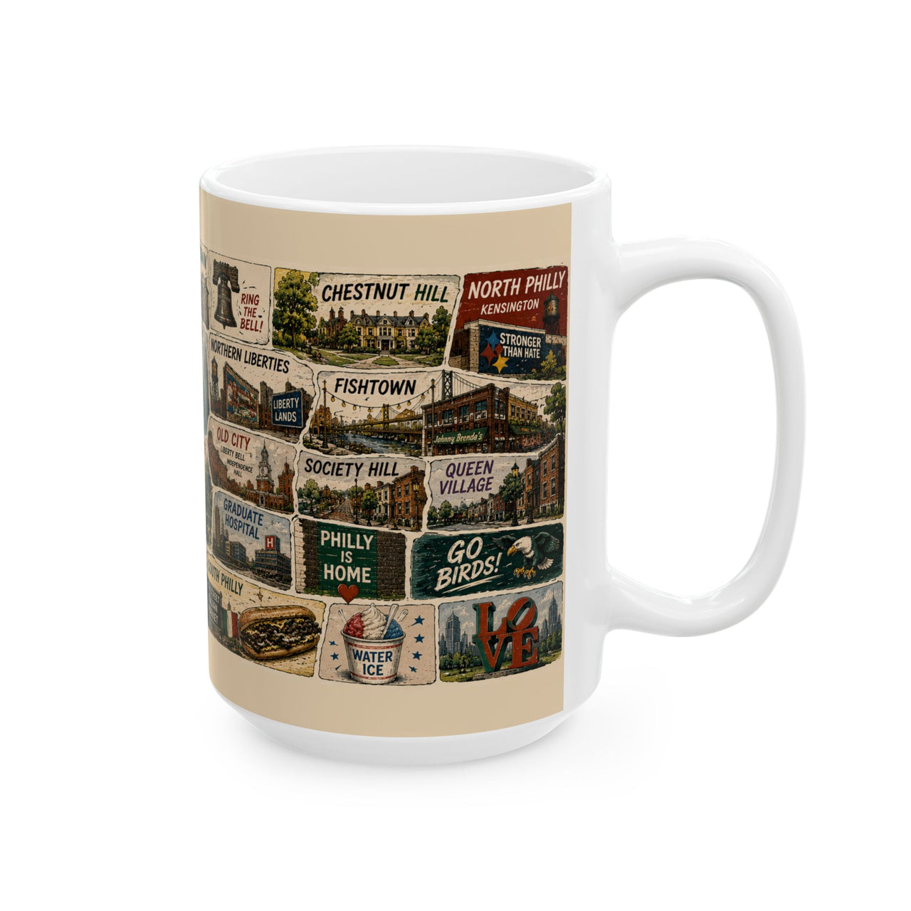 Philadelphia Neighborhoods Mug Philly Neighborhood Map Coffee Mug Fishtown Rittenhouse Manayunk South Philly Mug 11oz 15oz Ceramic Mug