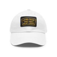 Living Proof That Vibes Beat Logic Dad Hat with Leather Patch (Rectangle)