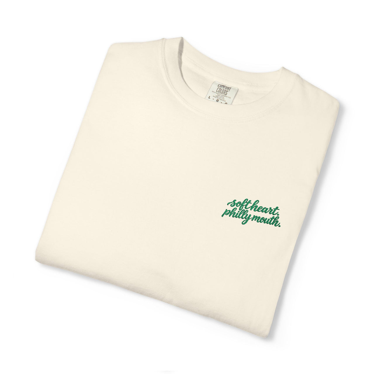 Soft Heart Philly Mouth Embroidered Shirt, Philadelphia Tee, Comfort Colors 1717, Philly Girl Gift, Left Chest Embroidery