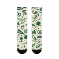 Philly Birds Crew Socks, Philadelphia Football Fan Socks, Green Game Day Socks, Philly Gift, All Over Print Socks