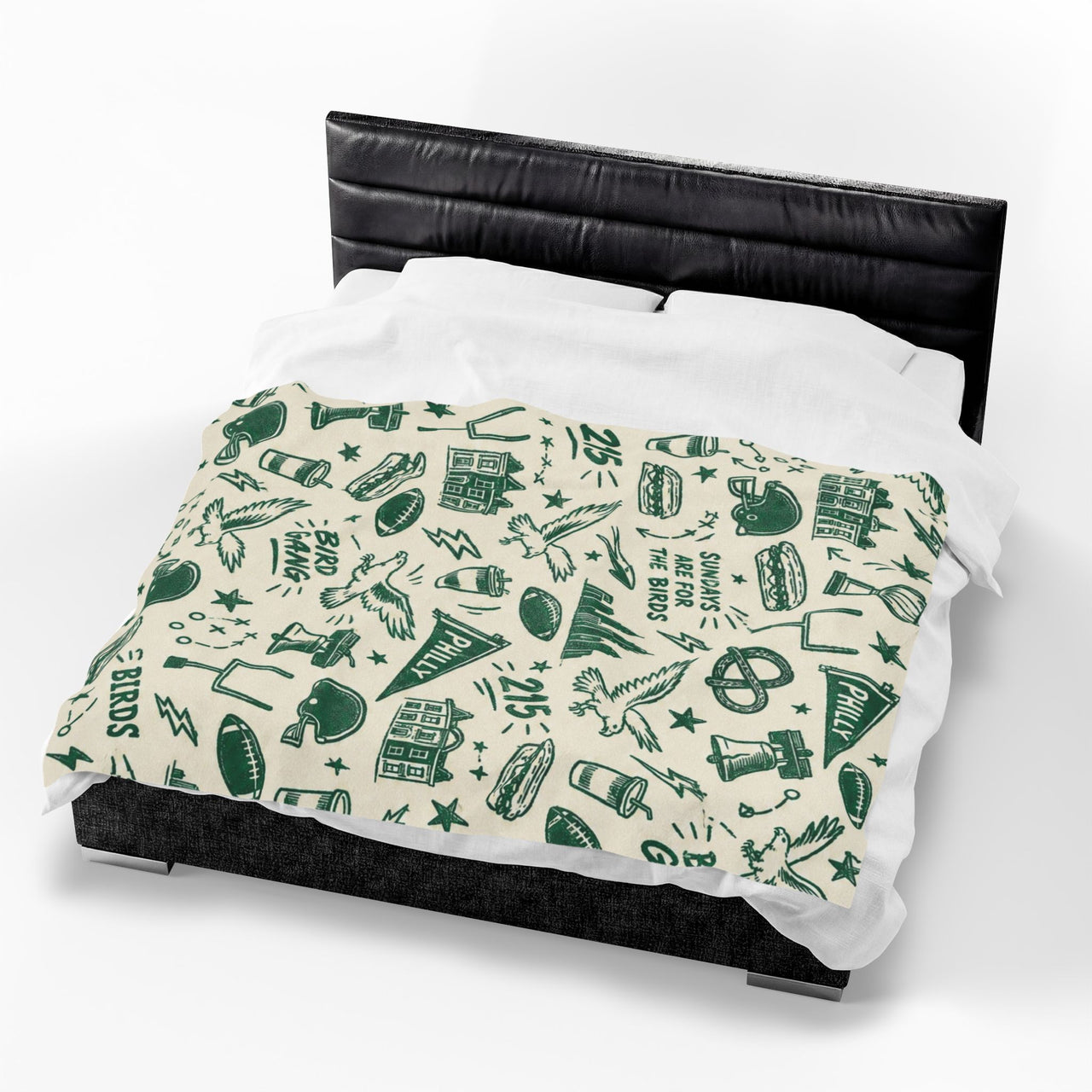 Philadelphia Football Blanket, Philly Bird Gang Velveteen Plush Throw, Sundays Are for the Birds Game Day Gift, Philly Sports Decor