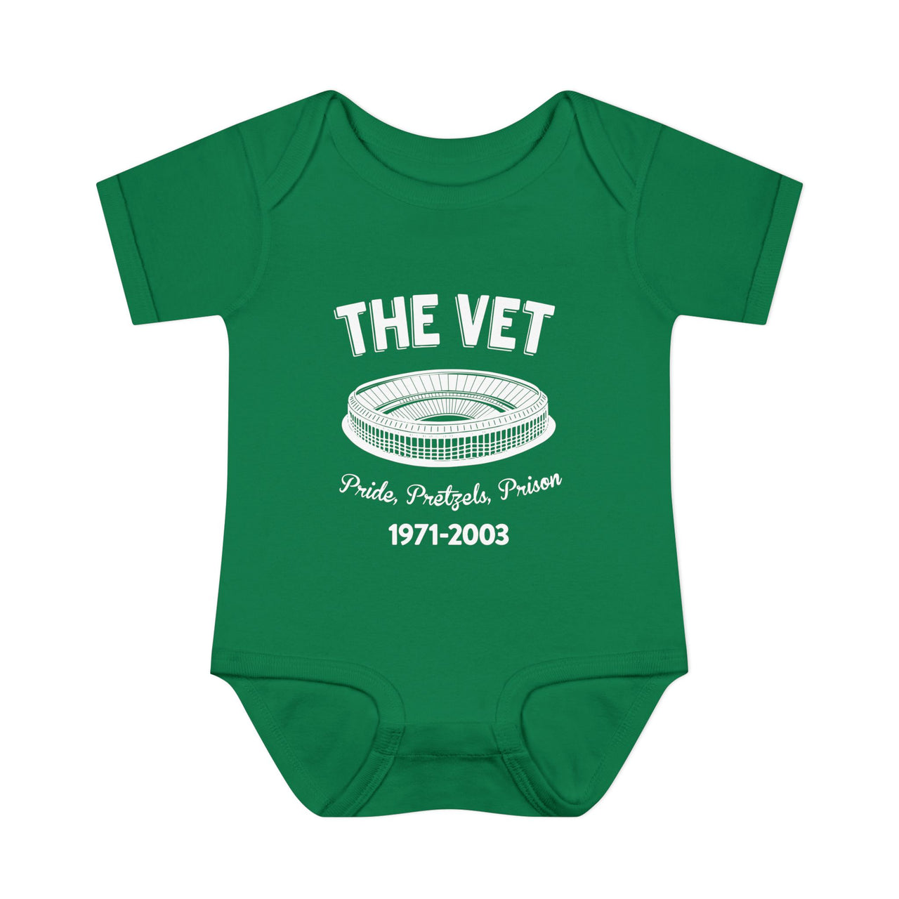 The Vet Baby Bodysuit Kelly Green Veterans Stadium Philly Baby Bodysuit Pride Pretzels Prison Infant Outfit Funny Eagles Fan Baby Gift Philadelphia Football Baby