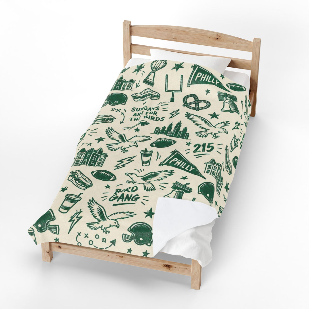Philadelphia Football Blanket, Philly Bird Gang Velveteen Plush Throw, Sundays Are for the Birds Game Day Gift, Philly Sports Decor