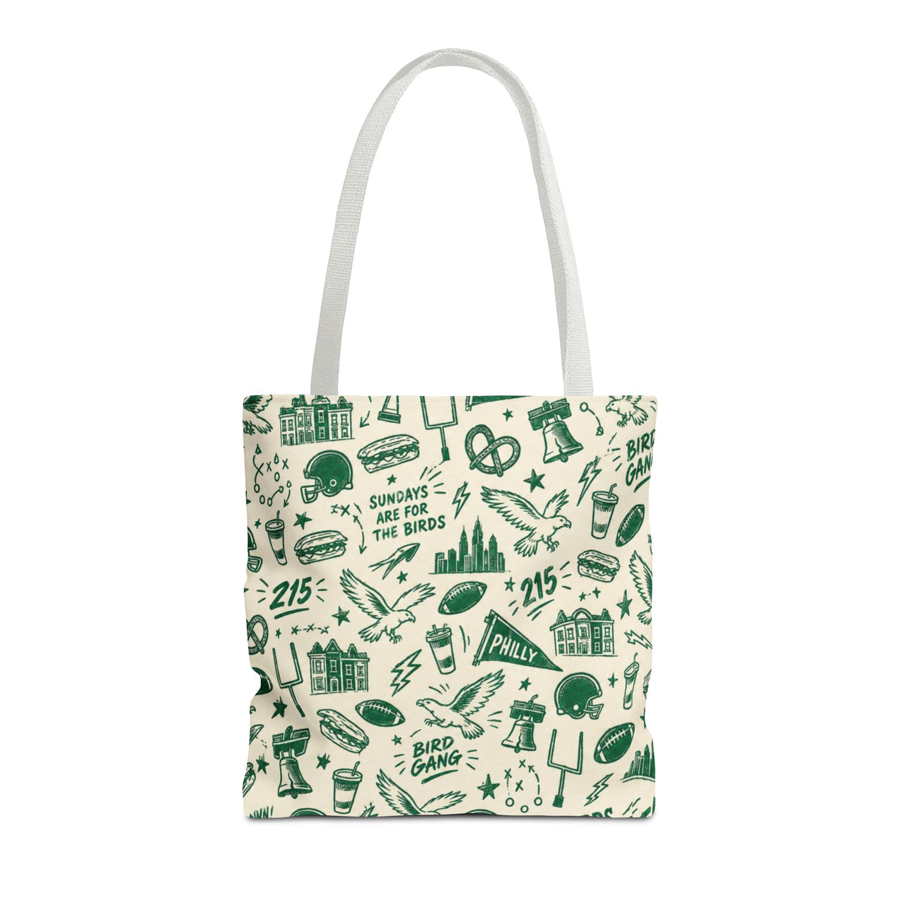 Philly Birds Tote Bag, Philadelphia Football Fan Gift, All Over Print Green Eagles Inspired Bag, Bird Gang Game Day Tote