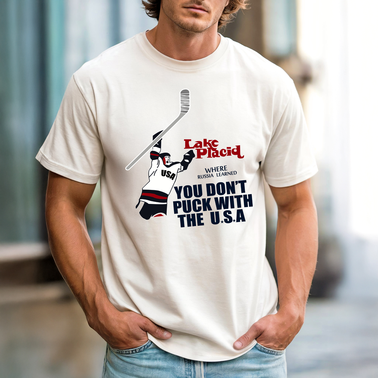 Lake Placid Hockey T-Shirt — "You Don't Puck With the U.S.A."
