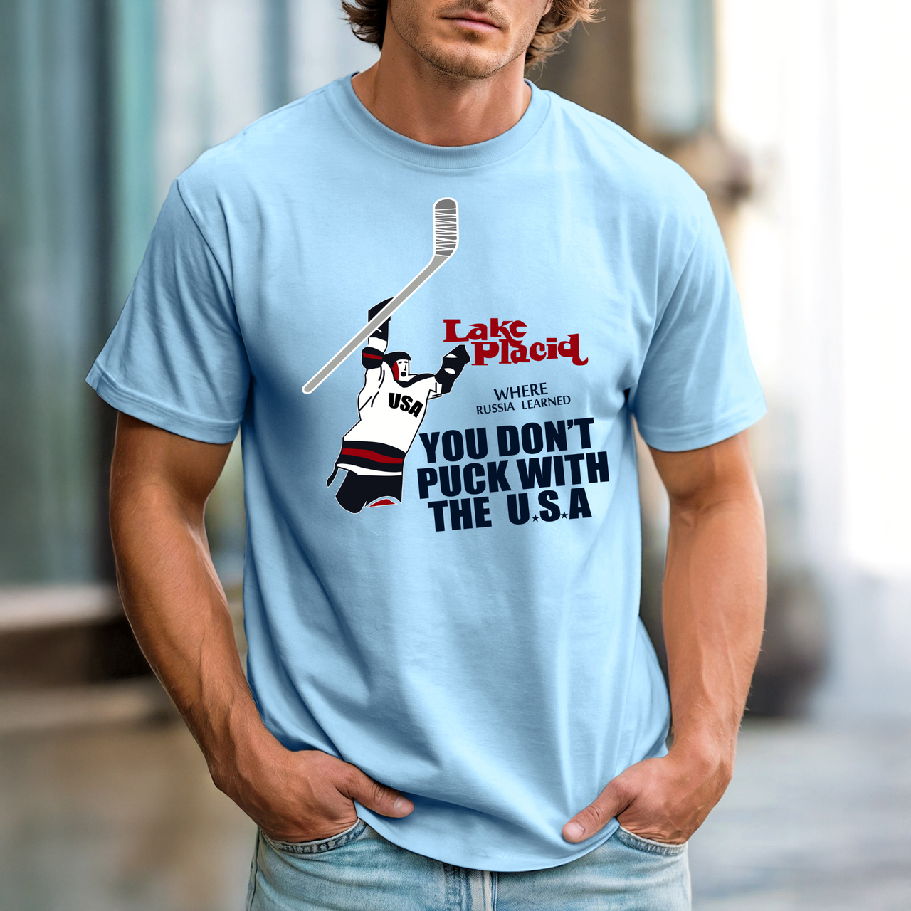 Lake Placid Hockey T-Shirt — "You Don't Puck With the U.S.A."