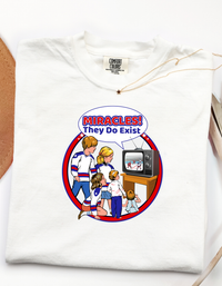 Miracles They Do Exist T-Shirt USA Hockey Retro Themed Tee 1980