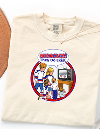 Miracles They Do Exist T-Shirt USA Hockey Retro Themed Tee 1980