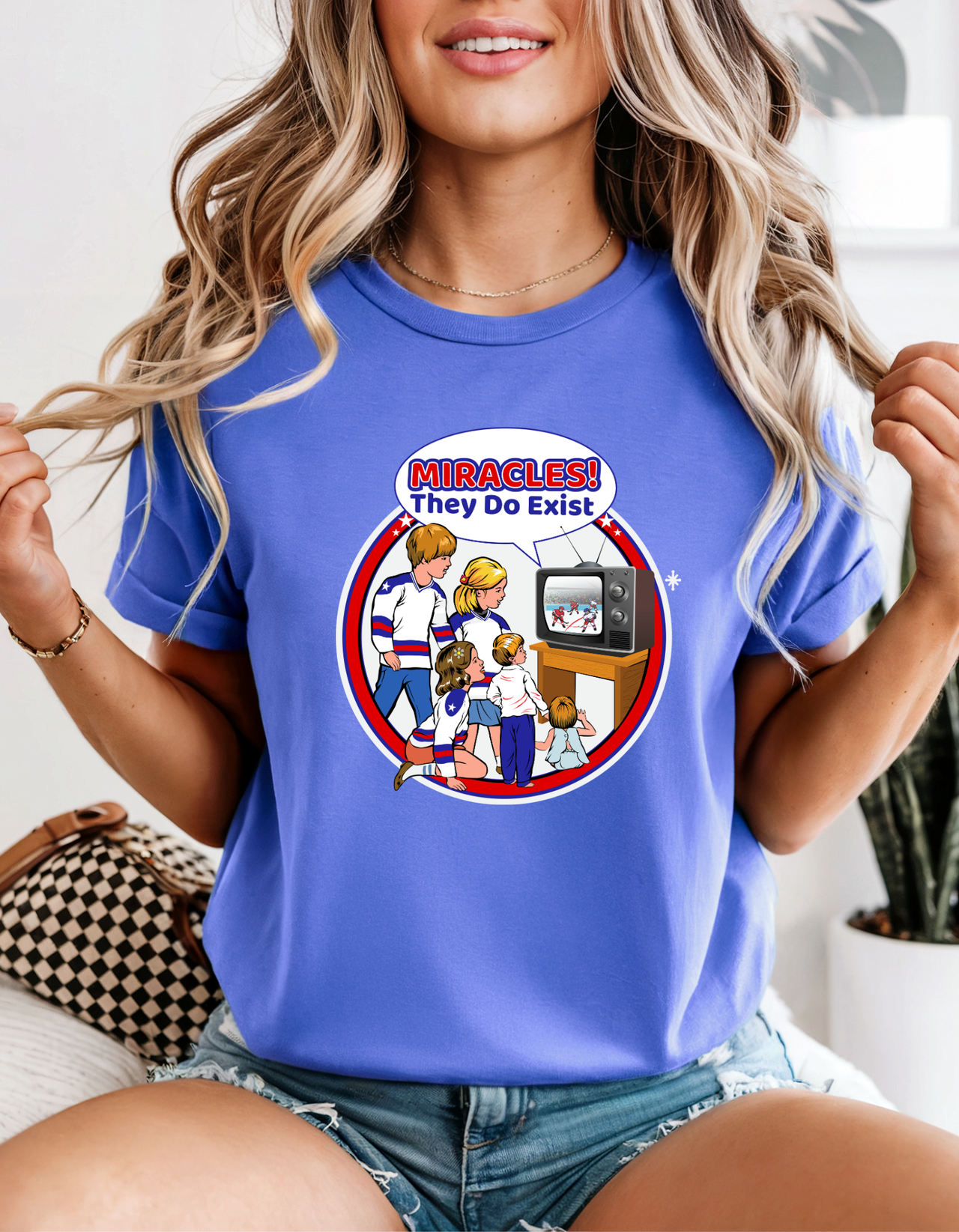 Miracles They Do Exist T-Shirt USA Hockey Retro Themed Tee 1980