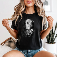 Philly Golden Retriever Cheesesteak T-Shirt | Dog Face Photo Tee, Black Graphic Shirt
