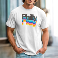 Philly Rainbow Retro T-Shirt Vintage-Inspired Philadelphia Pride Tee