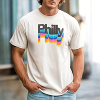 Philly Rainbow Retro T-Shirt Vintage-Inspired Philadelphia Pride Tee