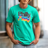 Philly Rainbow Retro T-Shirt Vintage-Inspired Philadelphia Pride Tee