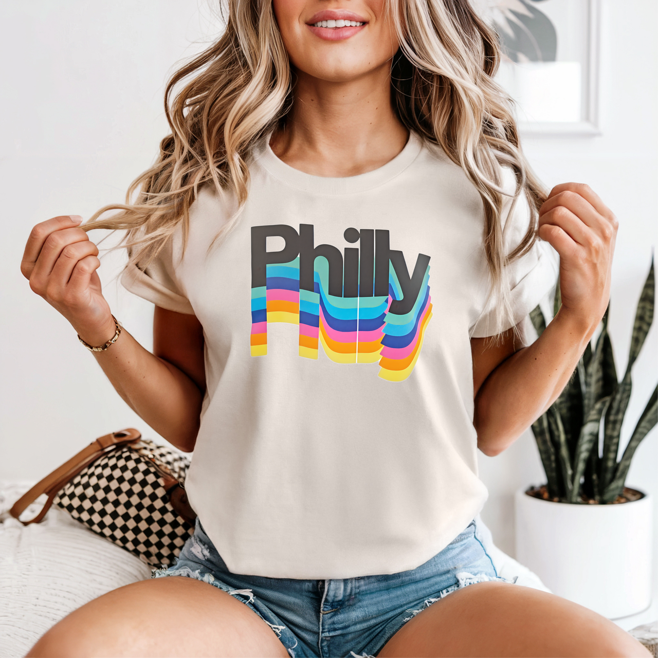Philly Rainbow Retro T-Shirt Vintage-Inspired Philadelphia Pride Tee