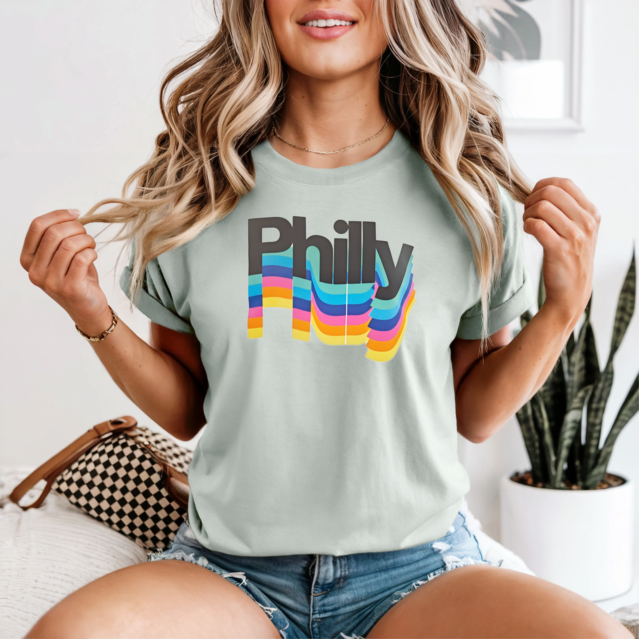 Philly Rainbow Retro T-Shirt Vintage-Inspired Philadelphia Pride Tee