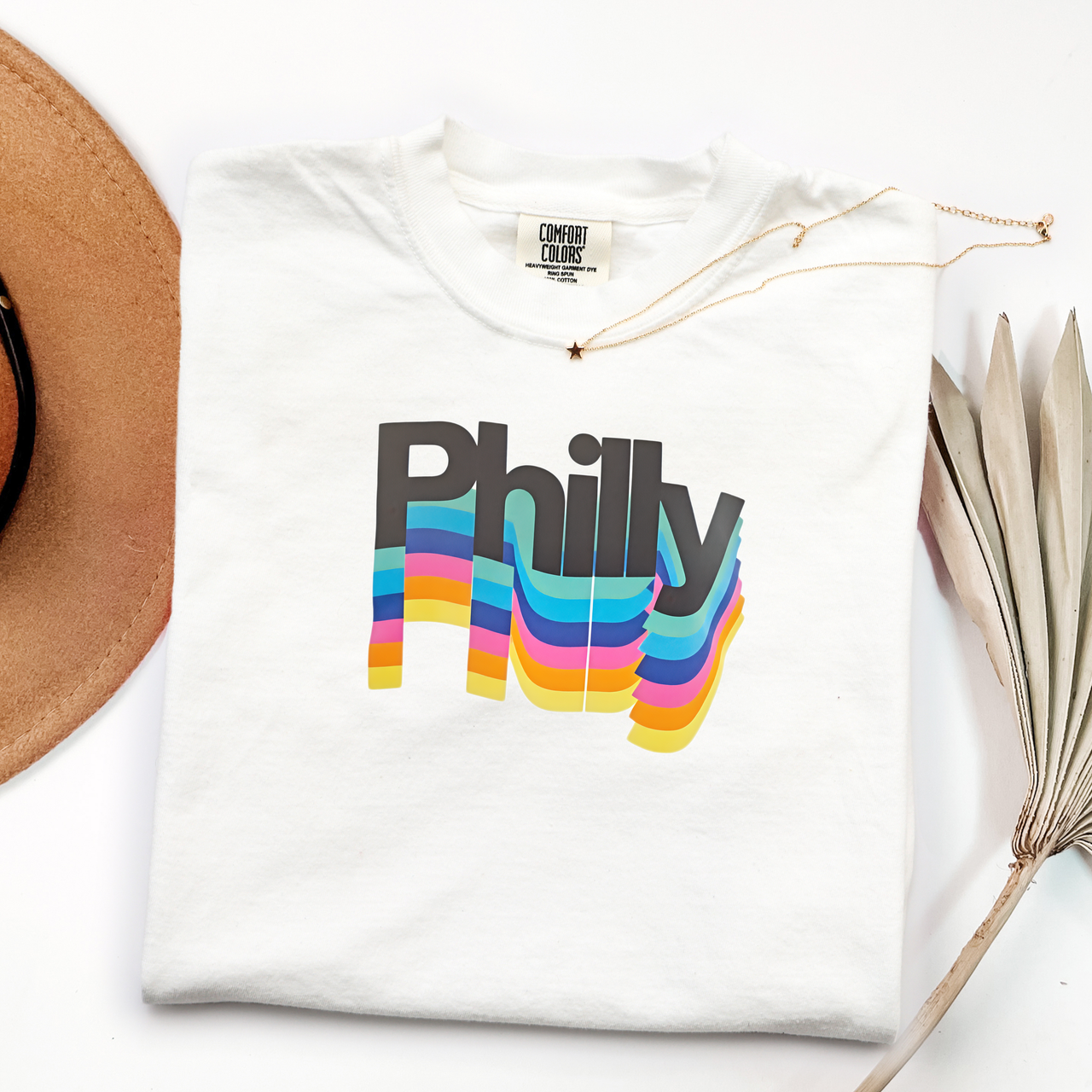 Philly Rainbow Retro T-Shirt Vintage-Inspired Philadelphia Pride Tee