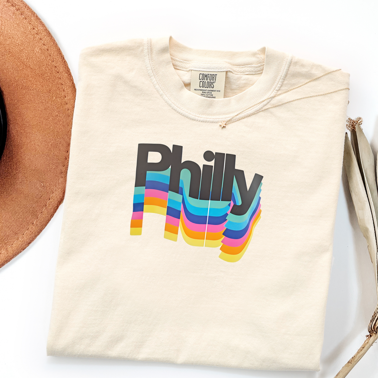 Philly Rainbow Retro T-Shirt Vintage-Inspired Philadelphia Pride Tee