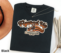 Flyered Up Hockey Club T-Shirt Retro Script Flyers Inspired Skate Graphic Philly Hockey