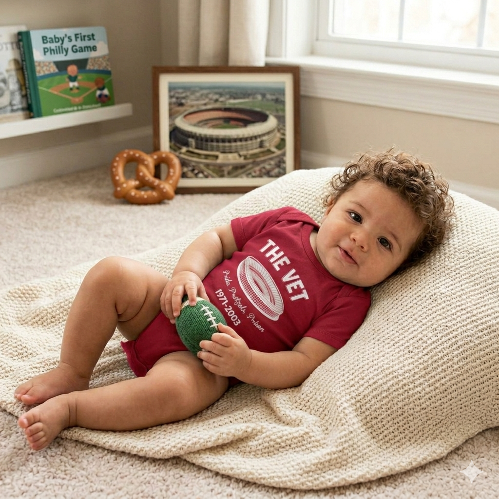 The Vet Baby Bodysuit Kelly Green Veterans Stadium Philly Baby Bodysuit Pride Pretzels Prison Infant Outfit Funny Eagles Fan Baby Gift Philadelphia Football Baby
