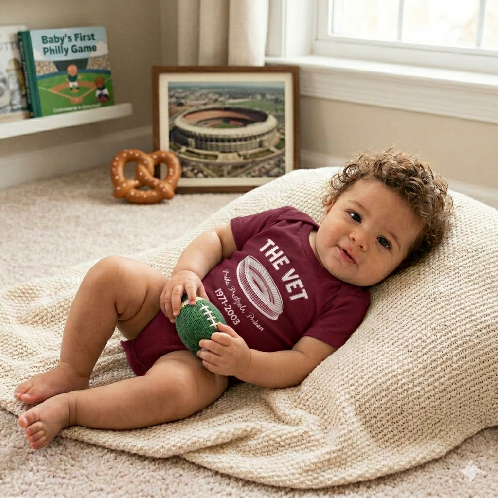 The Vet Baby Bodysuit Kelly Green Veterans Stadium Philly Baby Bodysuit Pride Pretzels Prison Infant Outfit Funny Eagles Fan Baby Gift Philadelphia Football Baby