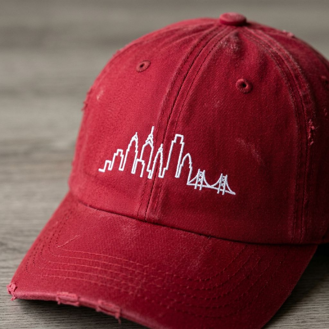 Philadelphia Skyline Hat, Philly Dad Hat, Distressed Philadelphia Cap, DT600 Vintage Hat, Philly Skyline Embroidered Hat, Philadelphia Baseball Cap