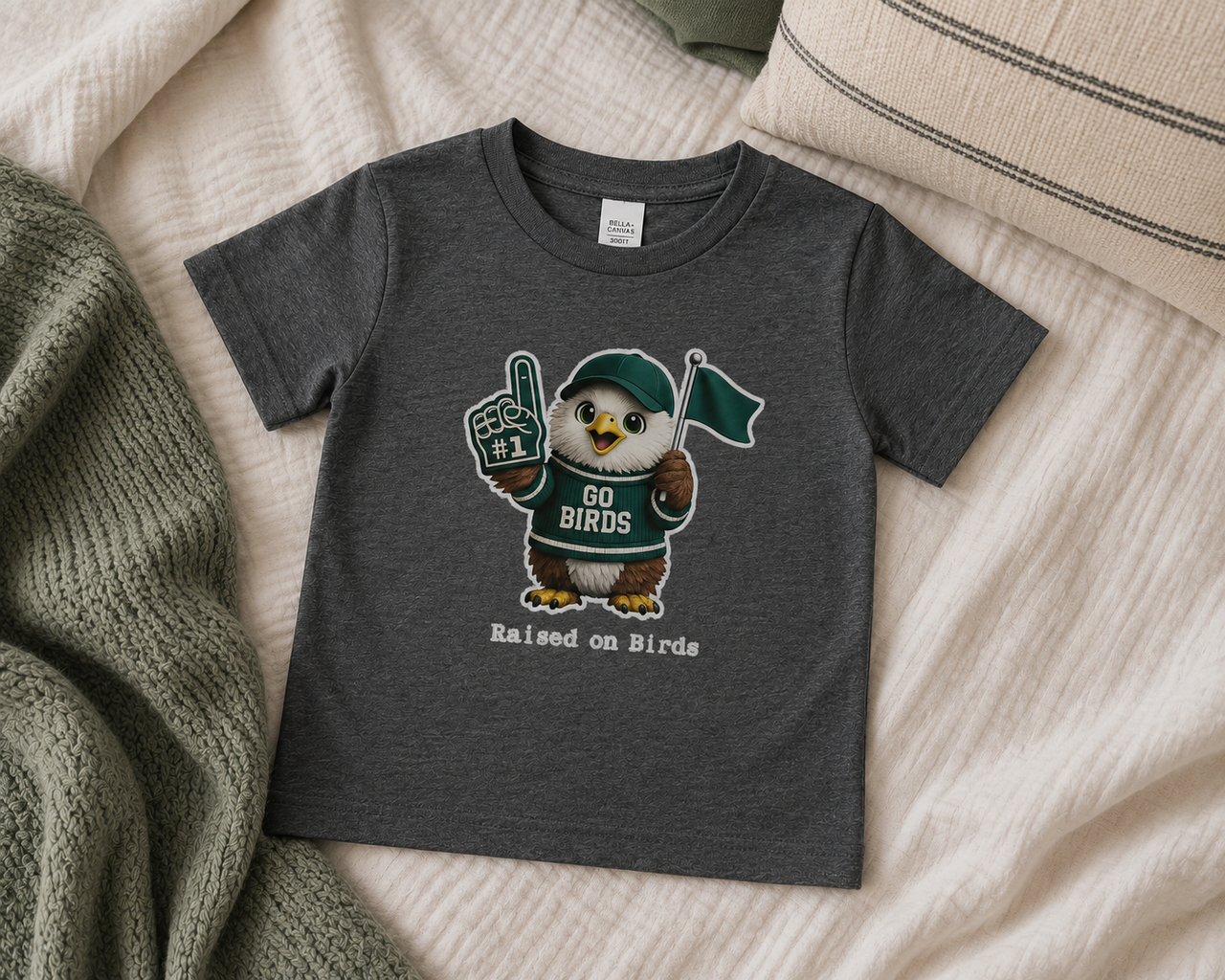Raised on Birds Toddler Shirt, Philly Football Toddler Tee, Go Birds Kids Shirt, Bella Canvas Toddler Tee, Philadelphia Football Baby Shirt