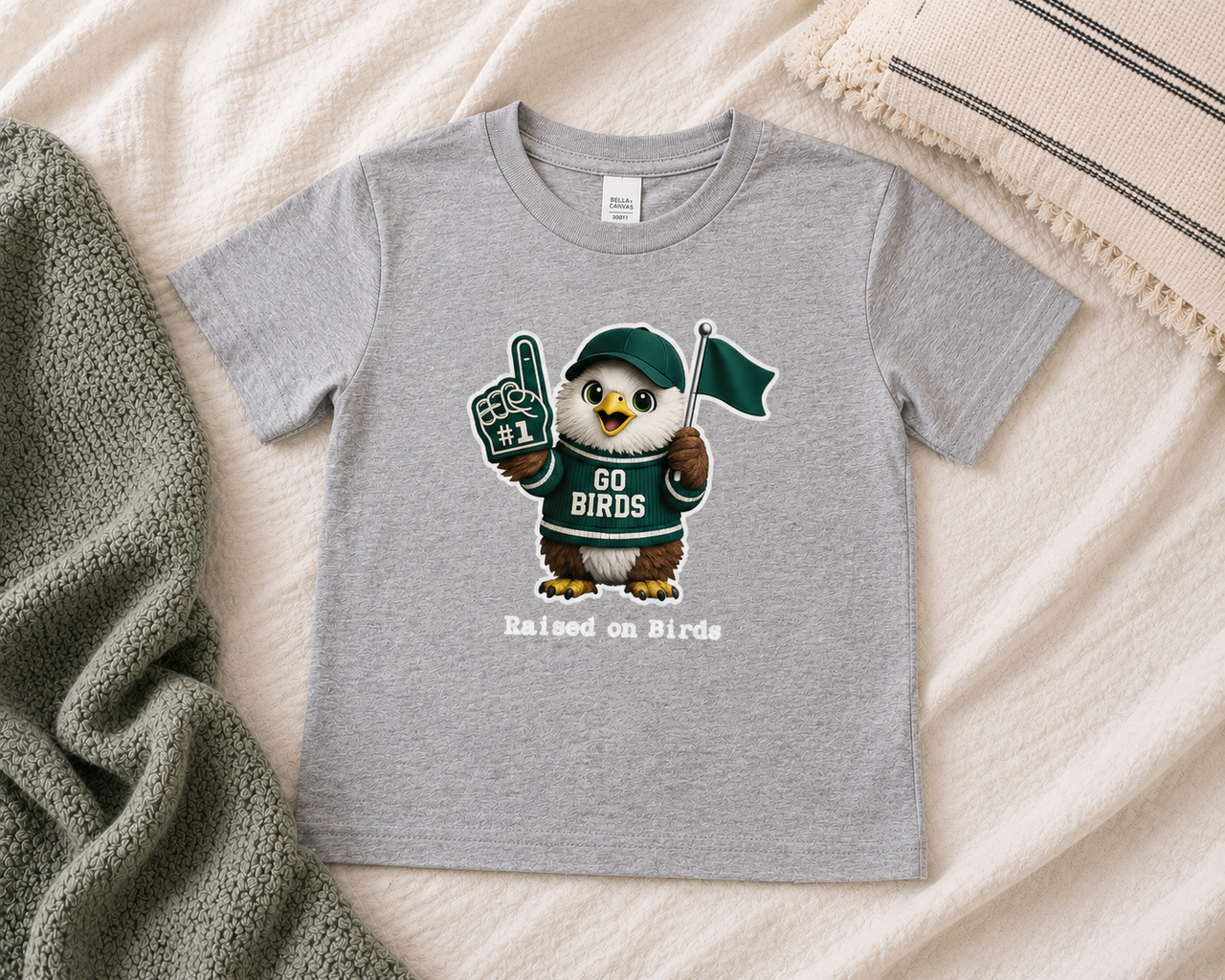 Raised on Birds Toddler Shirt, Philly Football Toddler Tee, Go Birds Kids Shirt, Bella Canvas Toddler Tee, Philadelphia Football Baby Shirt