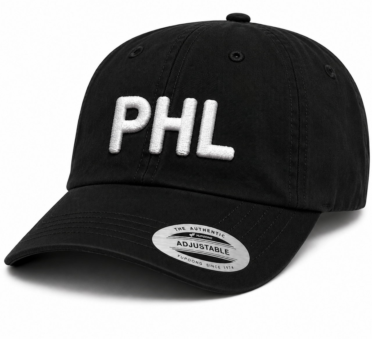 PHL Embroidered Dad Hat, Philadelphia Hat, Vintage Yupoong 6245CM Cap, Philly Baseball Cap, Minimalist Philly Hat, Adjustable Streetwear Hat