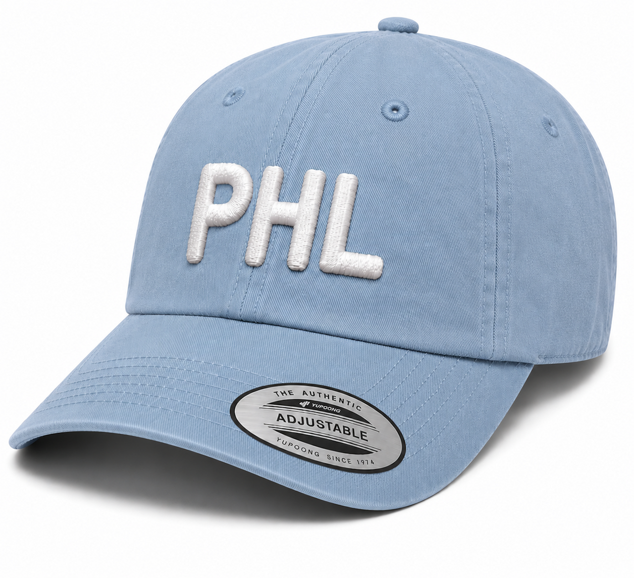 PHL Embroidered Dad Hat, Philadelphia Hat, Vintage Yupoong 6245CM Cap, Philly Baseball Cap, Minimalist Philly Hat, Adjustable Streetwear Hat