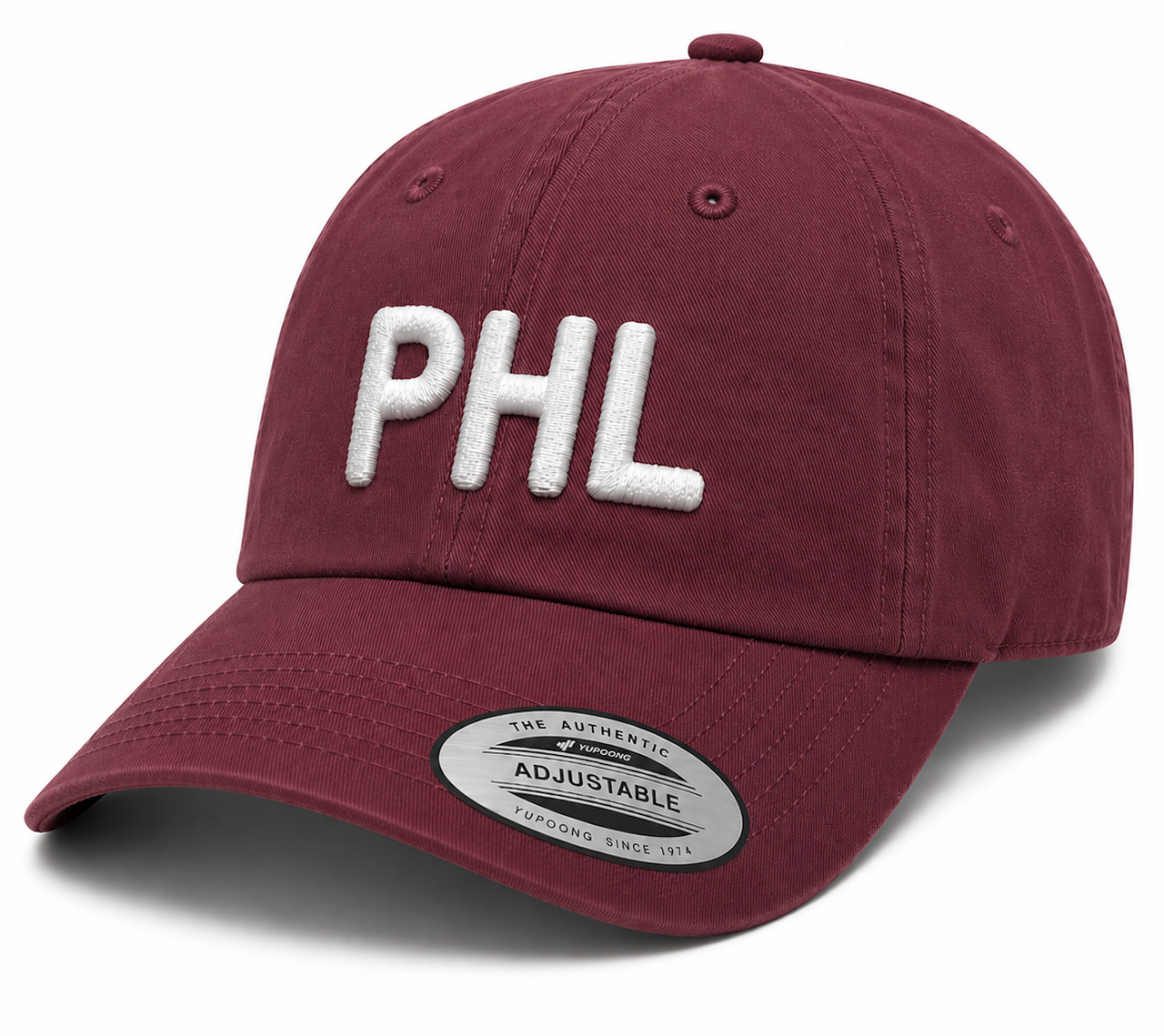 PHL Embroidered Dad Hat, Philadelphia Hat, Vintage Yupoong 6245CM Cap, Philly Baseball Cap, Minimalist Philly Hat, Adjustable Streetwear Hat