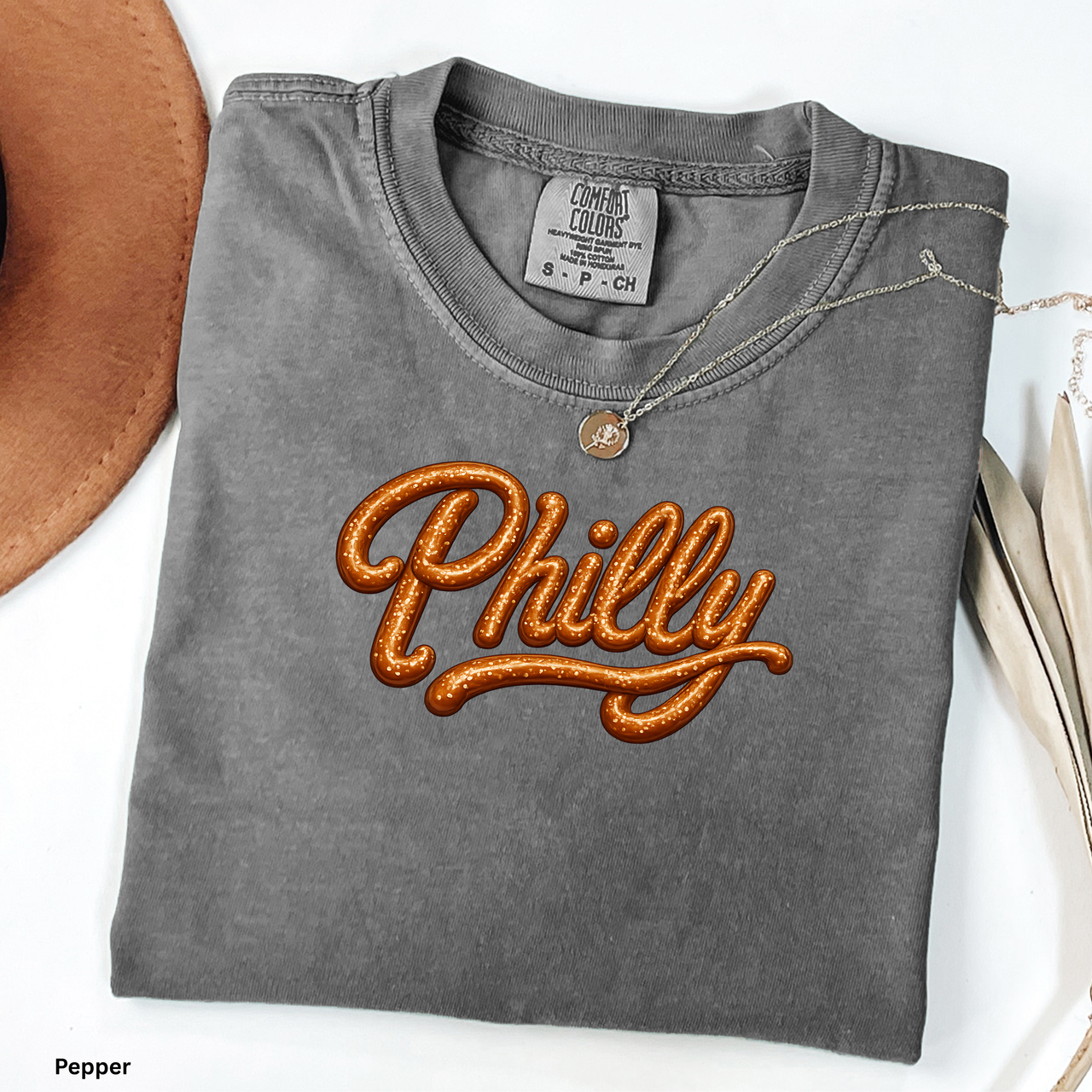 Philly Soft Pretzel Shirt Philadelphia Pretzel Tee Comfort Colors 1717 Shirt Philly Food Lover Gift Philadelphia Script Tee