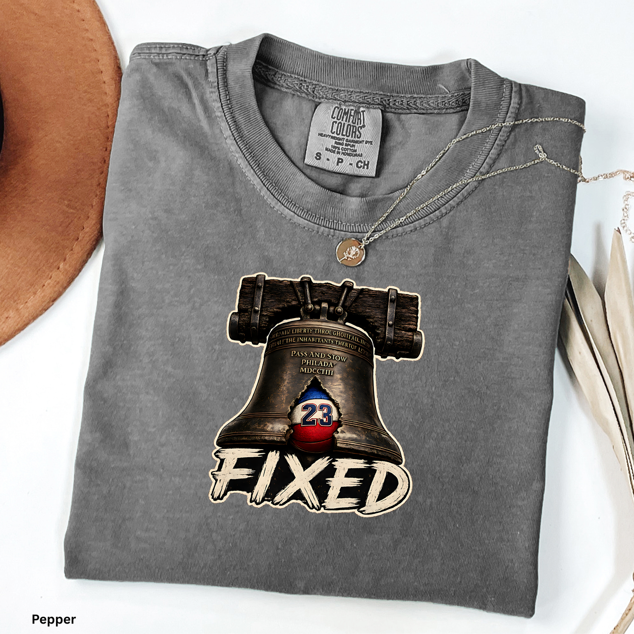 Comfort Colors 1717 Fixed Liberty Bell Shirt | Funny Philadelphia Basketball Tee | Philly Sports T-Shirt | Garment Dyed Graphic Tee